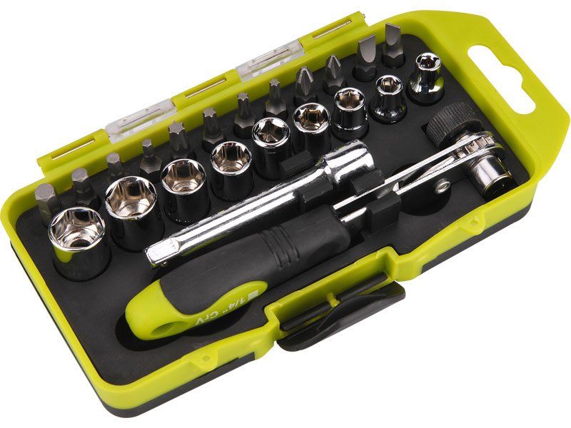 Šroubovák ráčnový s ořechy a hroty, sada 23ks, EXTOL CRAFT